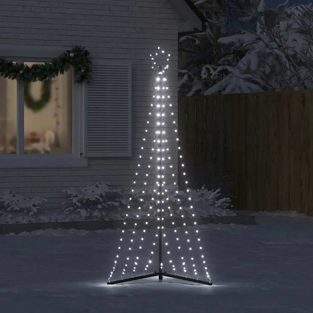 LED Christmas Tree 182cm Cold White LEDs 8 Lighting Effects Indoor Outdoor Holiday