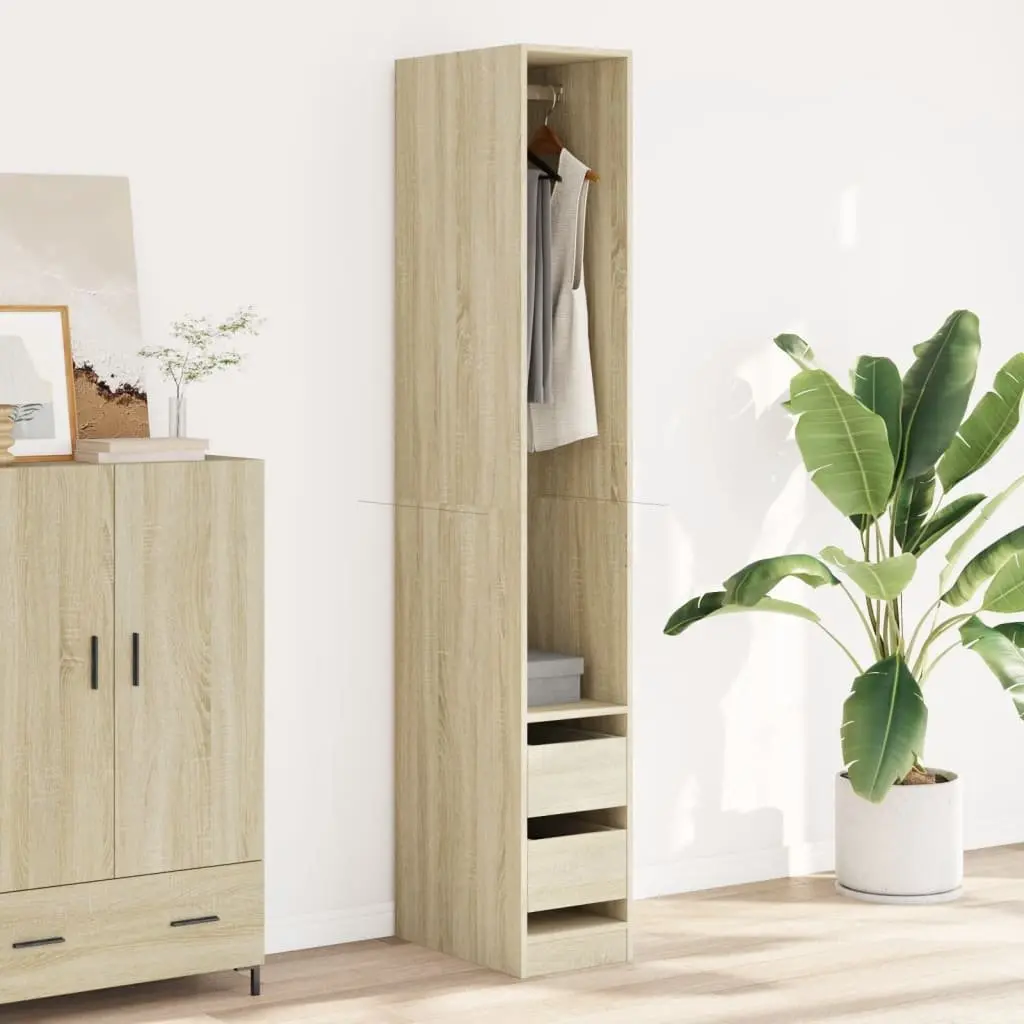 Wardrobe Cupboard 30x50x200cm Brown Engineered Wood Compact Storage Cabinet