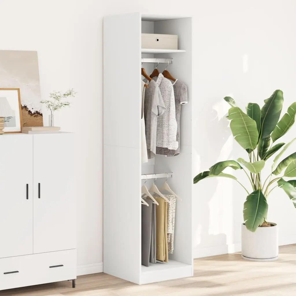Wardrobe Cupboard White 50x50x200 cm Compact Storage Cabinet 2 Compartments