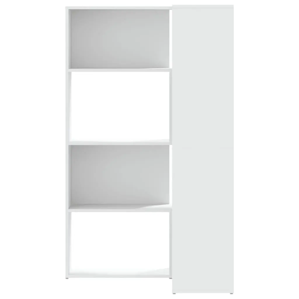 Corner Bookcase 4-Tier White Engineered Wood Shelving Storage Unit 85x85x140cm