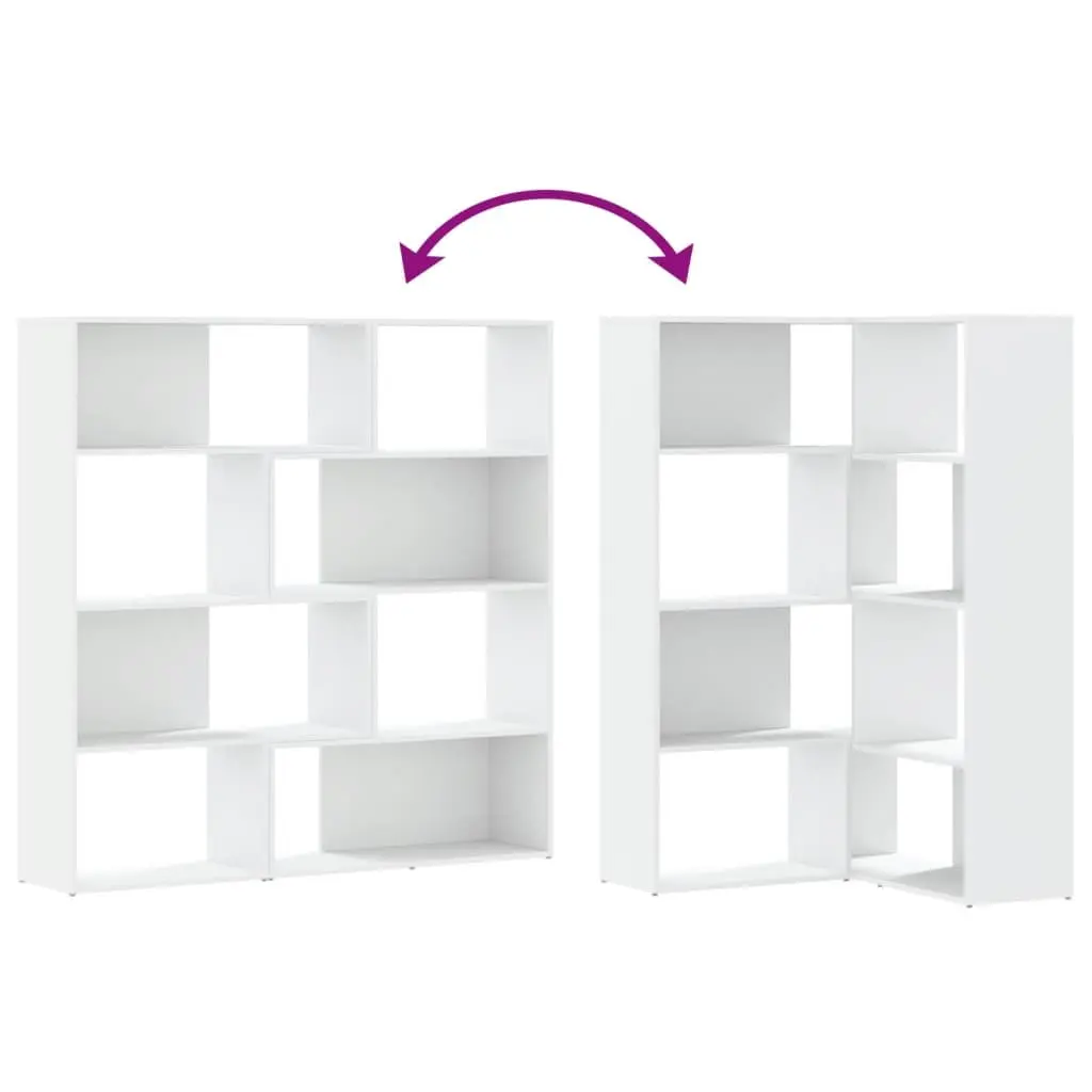 Corner Bookcase 4-Tier White Engineered Wood Shelving Storage Unit 85x85x140cm
