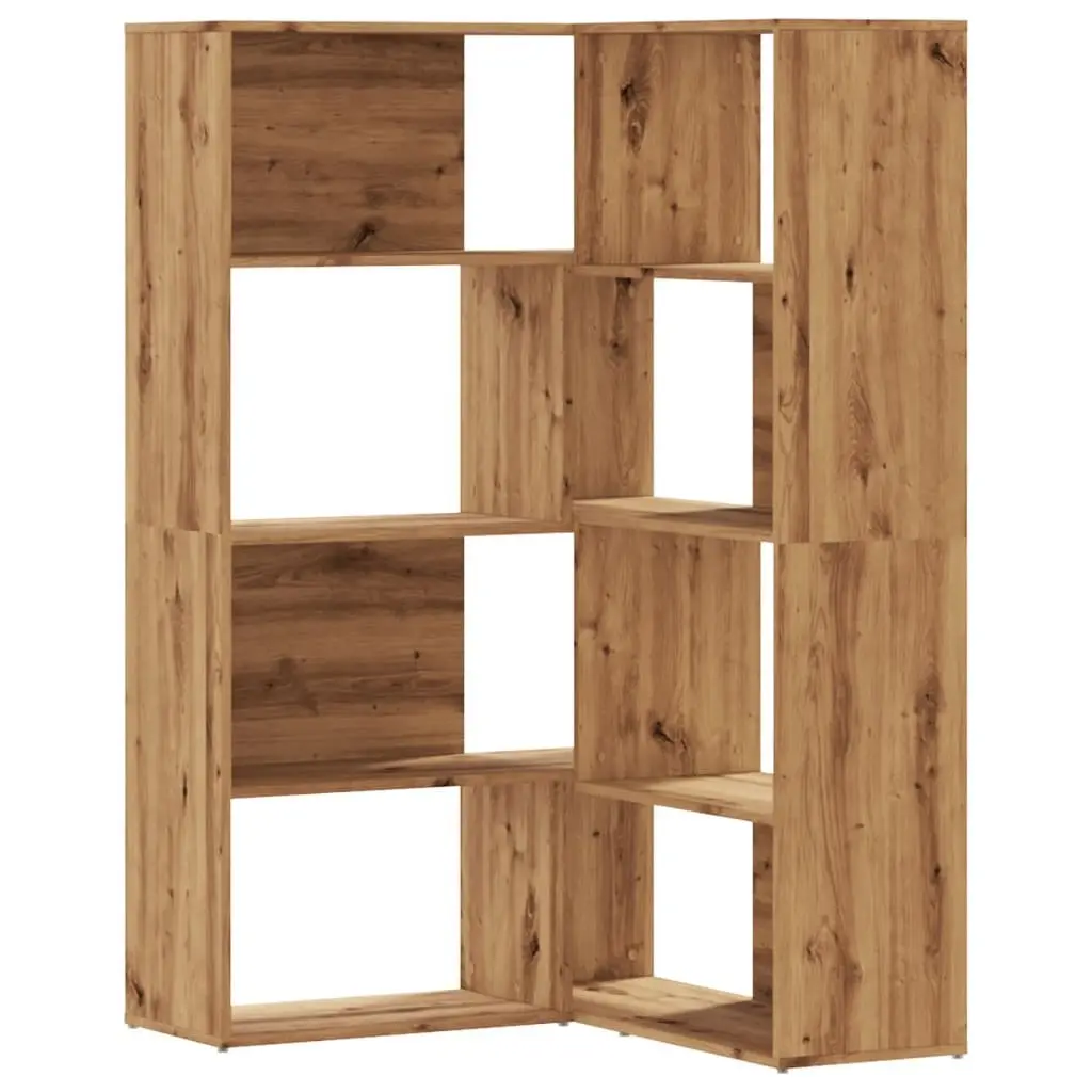 Corner Bookcase 4-Tier Engineered Wood Shelving Unit Brown 85x85x140cm