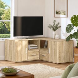 Corner Cabinet Engineered Wood Brown Storage Shelf Display Unit 160x40x45cm