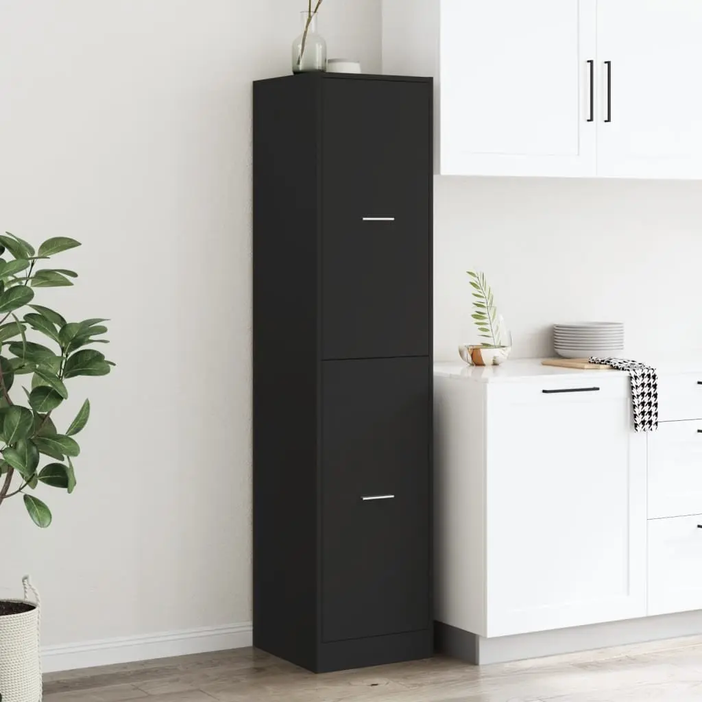 Apothecary Cabinet Black Engineered Wood Tall Storage Cupboard