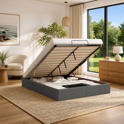 Enhance Your Space with Grey Ottoman Storage Bed Frame