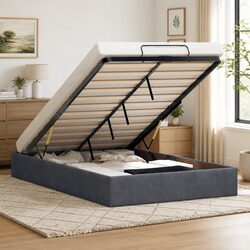 Elevate Your Room with King Single Grey Velvet Storage Bed
