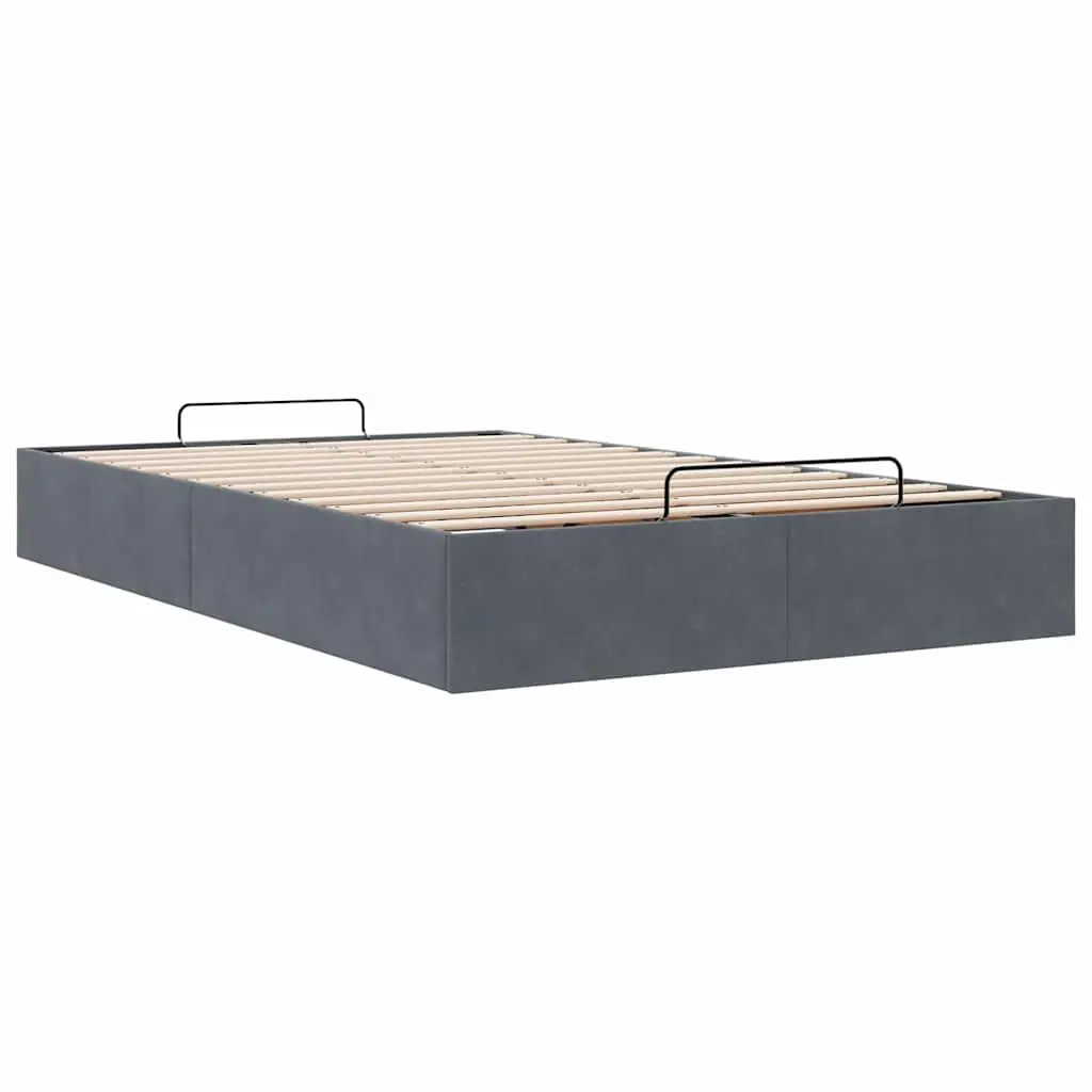 King Single Ottoman Storage Bed Frame Velvet Hydraulic Lift Dark Grey