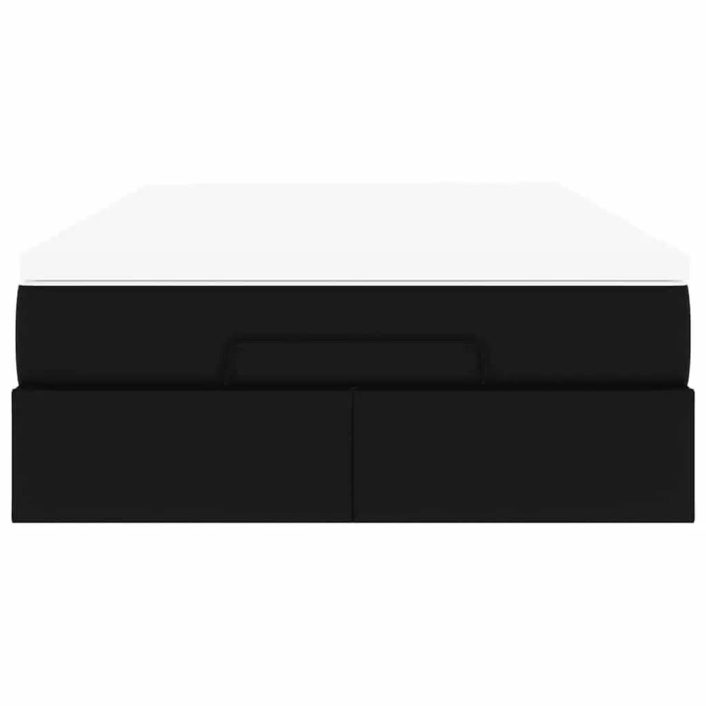 Ottoman Storage Bed Super Single Black Faux Leather Frame with Pocket Spring Mattress