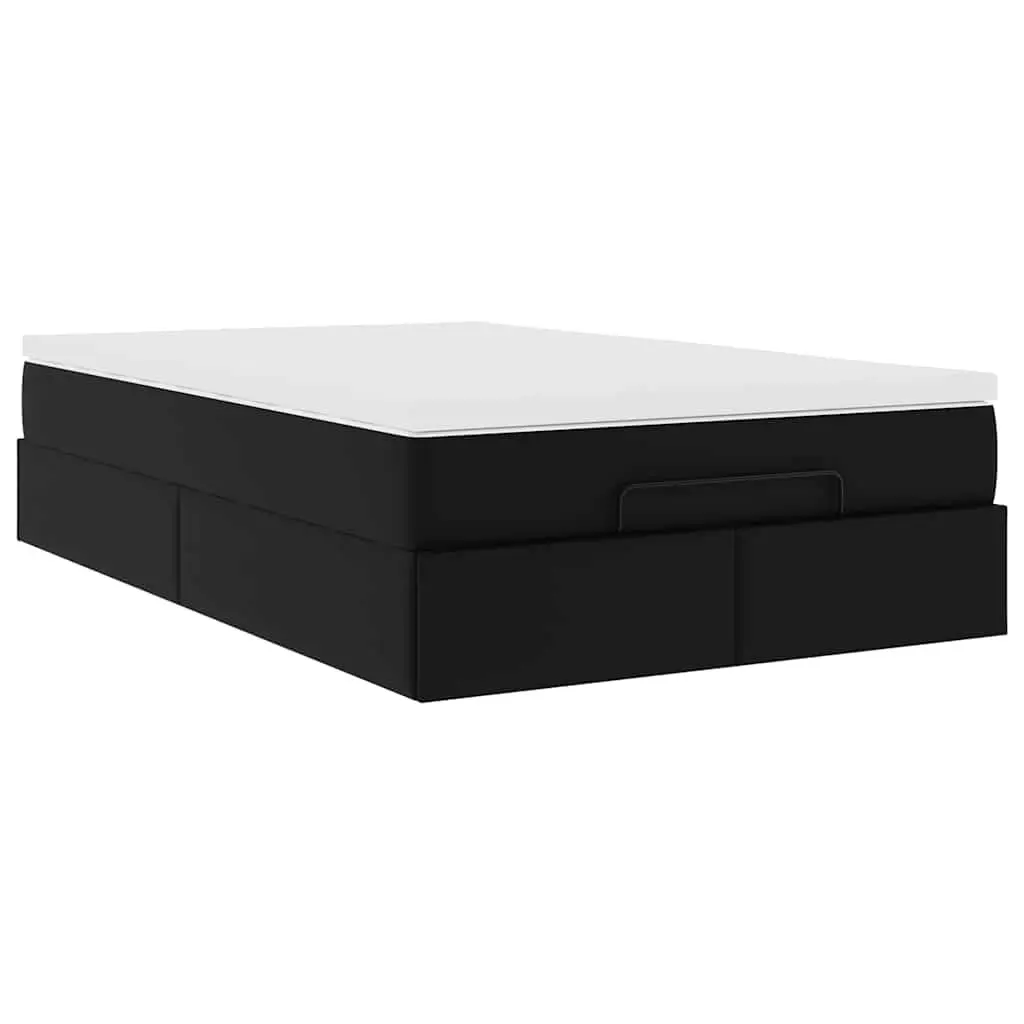 Ottoman Storage Bed Super Single Black Faux Leather Frame with Pocket Spring Mattress