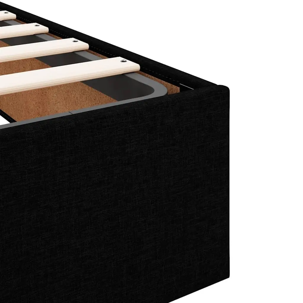 Double Ottoman Bed with Pocket Spring Mattress Black Fabric Hydraulic Lift Storage