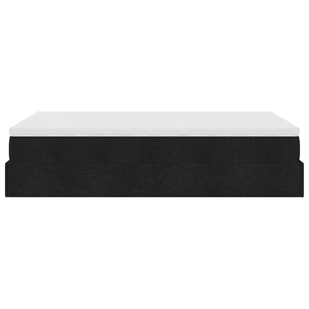 King Single Ottoman Bed Frame Black Fabric with Hydraulic Lift Up Storage and Pocket Spring Mattress