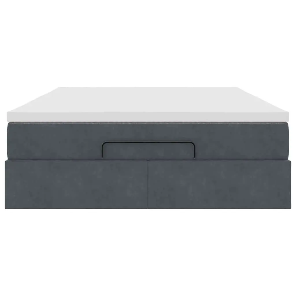 Double Velvet Ottoman Bed with Hydraulic Lift and Pocket Spring Mattress in Grey for Bedroom Storage