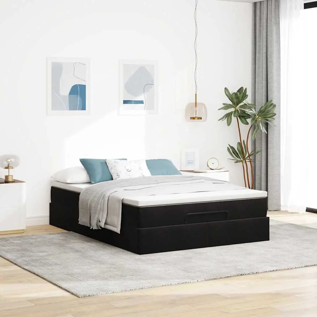 Ottoman Bed Double Velvet Pocket Spring Mattress Storage Lift Frame