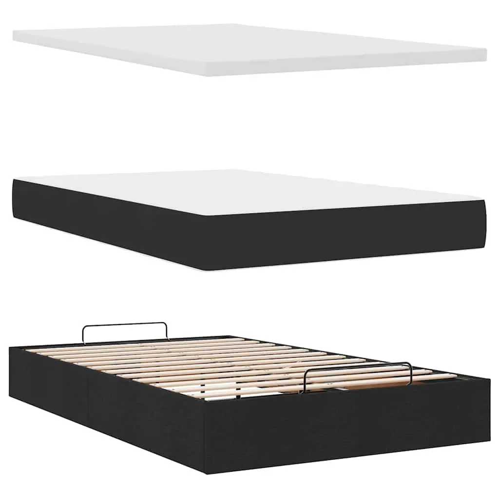 Ottoman Bed King Single Black Storage Lift Pocket Spring Mattress Fabric