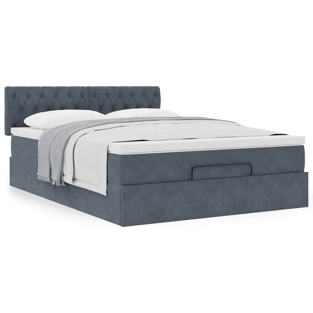 Queen Size Ottoman Bed with Hydraulic Lift Storage and Pocket Spring Mattress in Grey Velvet