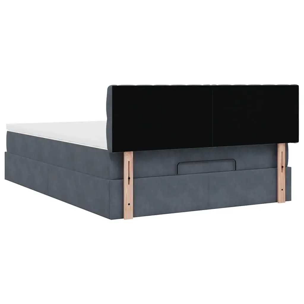 Queen Size Ottoman Bed with Hydraulic Lift Storage and Pocket Spring Mattress in Grey Velvet
