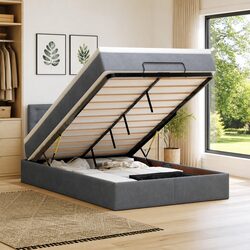 Ottoman Bed in Grey with Lift Base and Mattress
