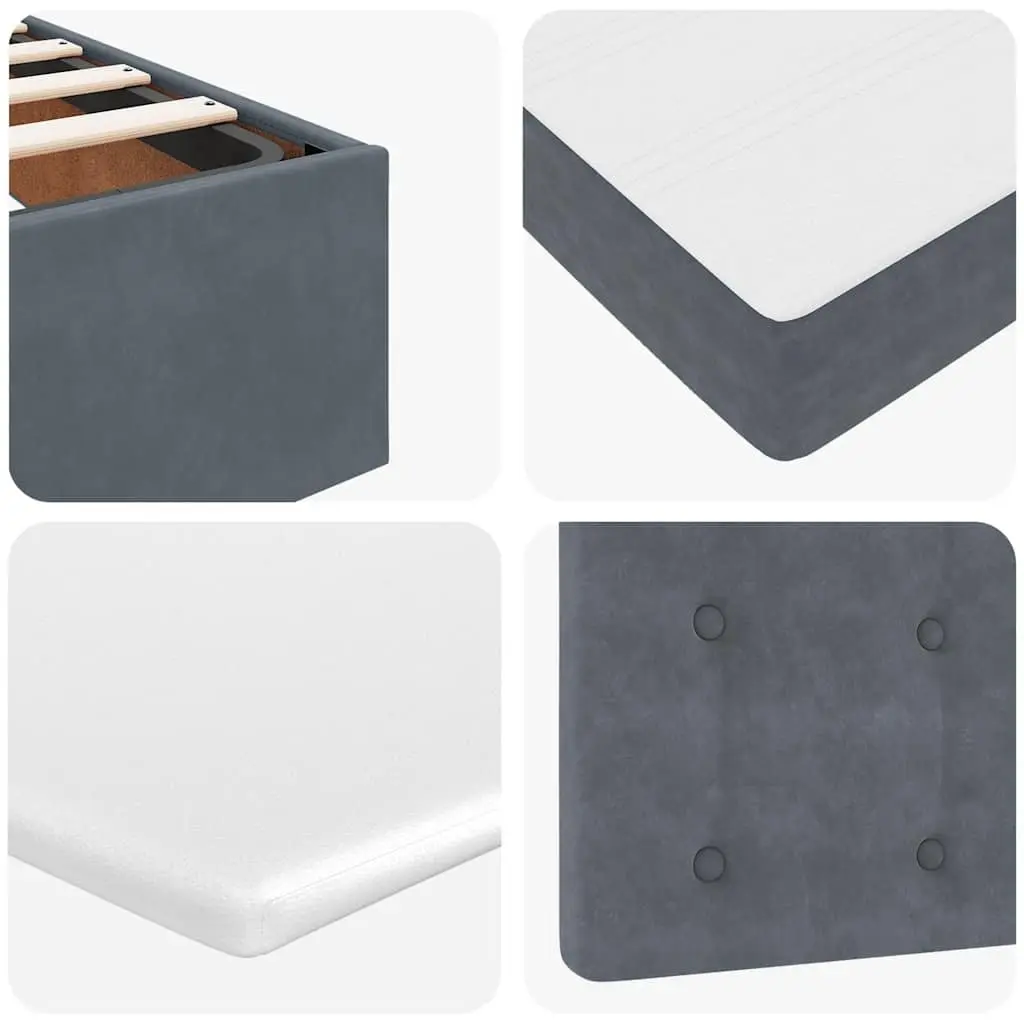 King Single Ottoman Bed Grey Velvet with Pocket Spring Mattress and Hydraulic Lift Storage