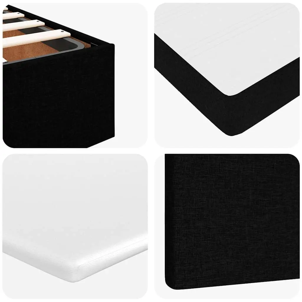 Double Ottoman Bed with Pocket Spring Mattress Black Fabric Hydraulic Lift LED Lights