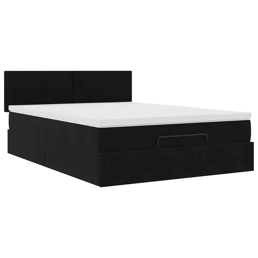Ottoman Bed Double Velvet Pocket Spring Mattress LED Lights Storage
