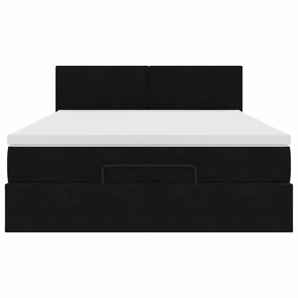 Ottoman Bed Double Velvet Pocket Spring Mattress LED Lights Storage