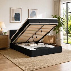 Stylish Ottoman Bed with Storage and Custom LED Lighting
