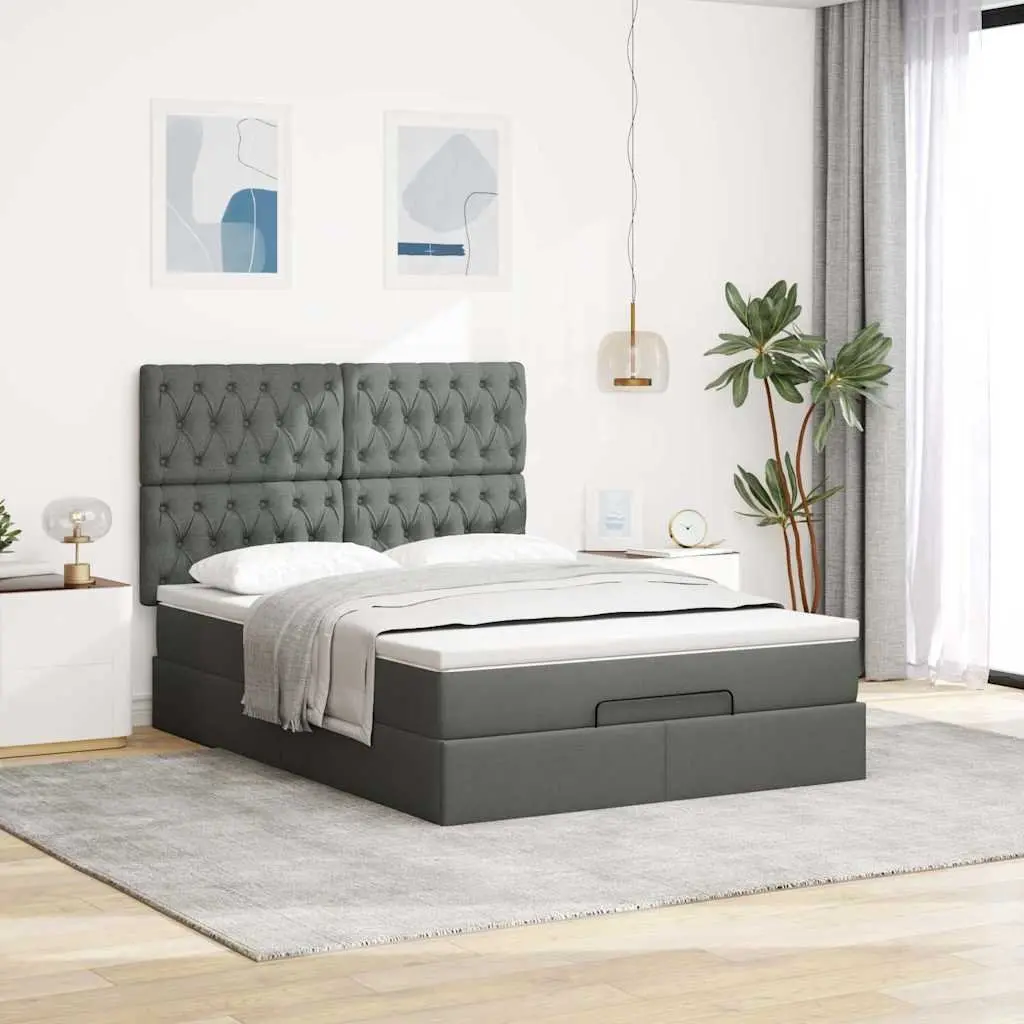 Ottoman Bed Queen with Pocket Spring Mattress Grey Hydraulic Lift Storage Furniture