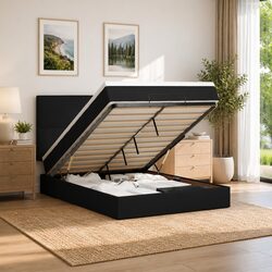 Enhance Your Space with Queen Black Velvet Ottoman Bed