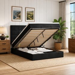 Enhance Your Space with a Double Black Velvet Ottoman Bed
