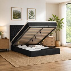 Elegant Queen Ottoman Bed with Pocket Spring and Storage