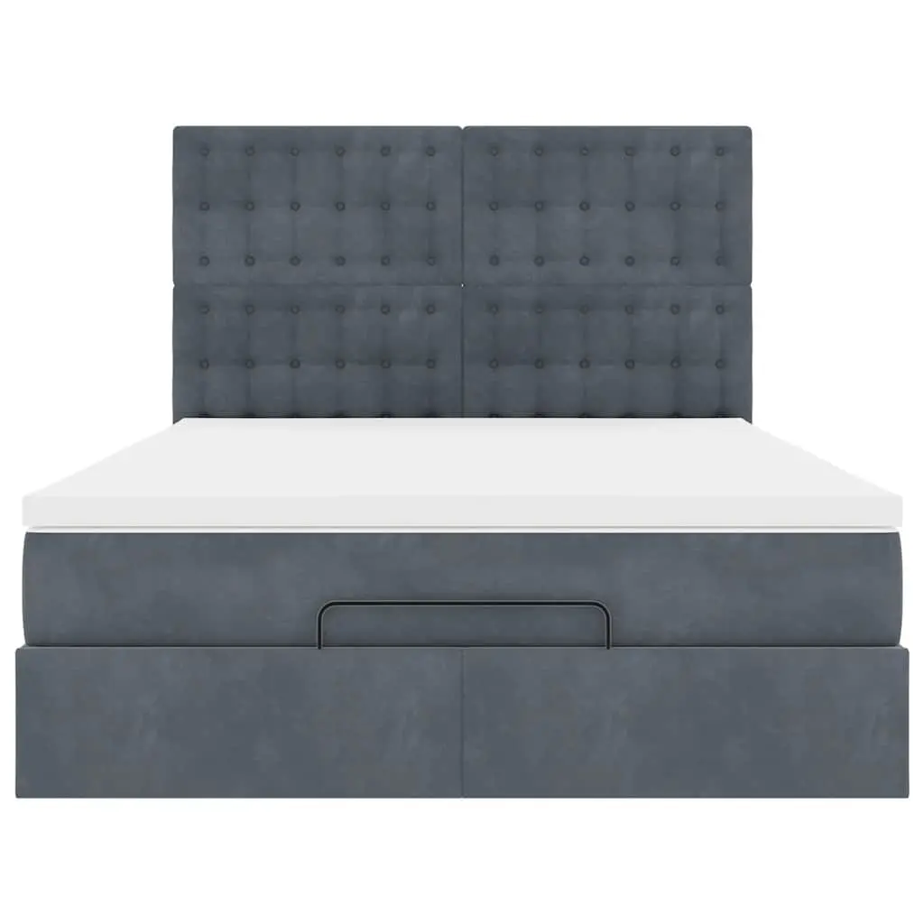Ottoman Bed Queen Grey Velvet Pocket Spring Mattress Hydraulic Lift Storage