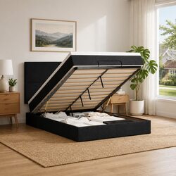Stylish Ottoman Bed with Storage and LED Lighting
