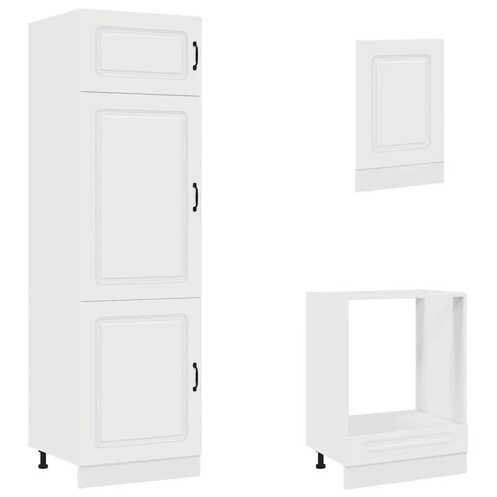 7 Piece Kitchen Cabinet Set White Engineered Wood Storage with Multiple Compartments