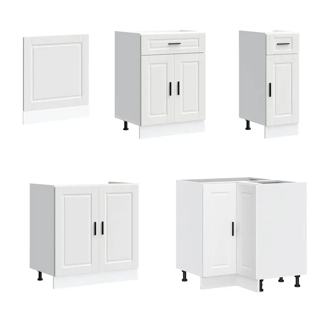 Kitchen Cabinet Set 11 Piece White Engineered Wood Storage Adjustable Feet