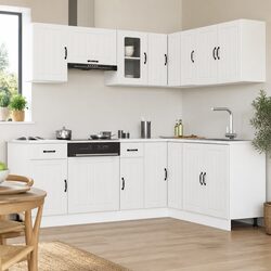 Kitchen Cabinet Set 11 Piece White Storage Furniture Engineered Wood Adjustable