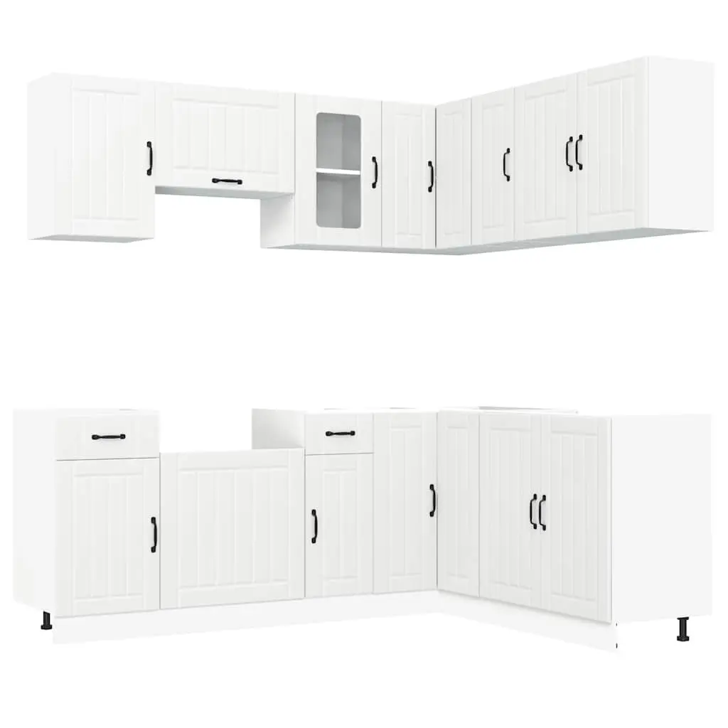 Kitchen Cabinet Set 11 Piece White Engineered Wood Storage Cupboard Furniture