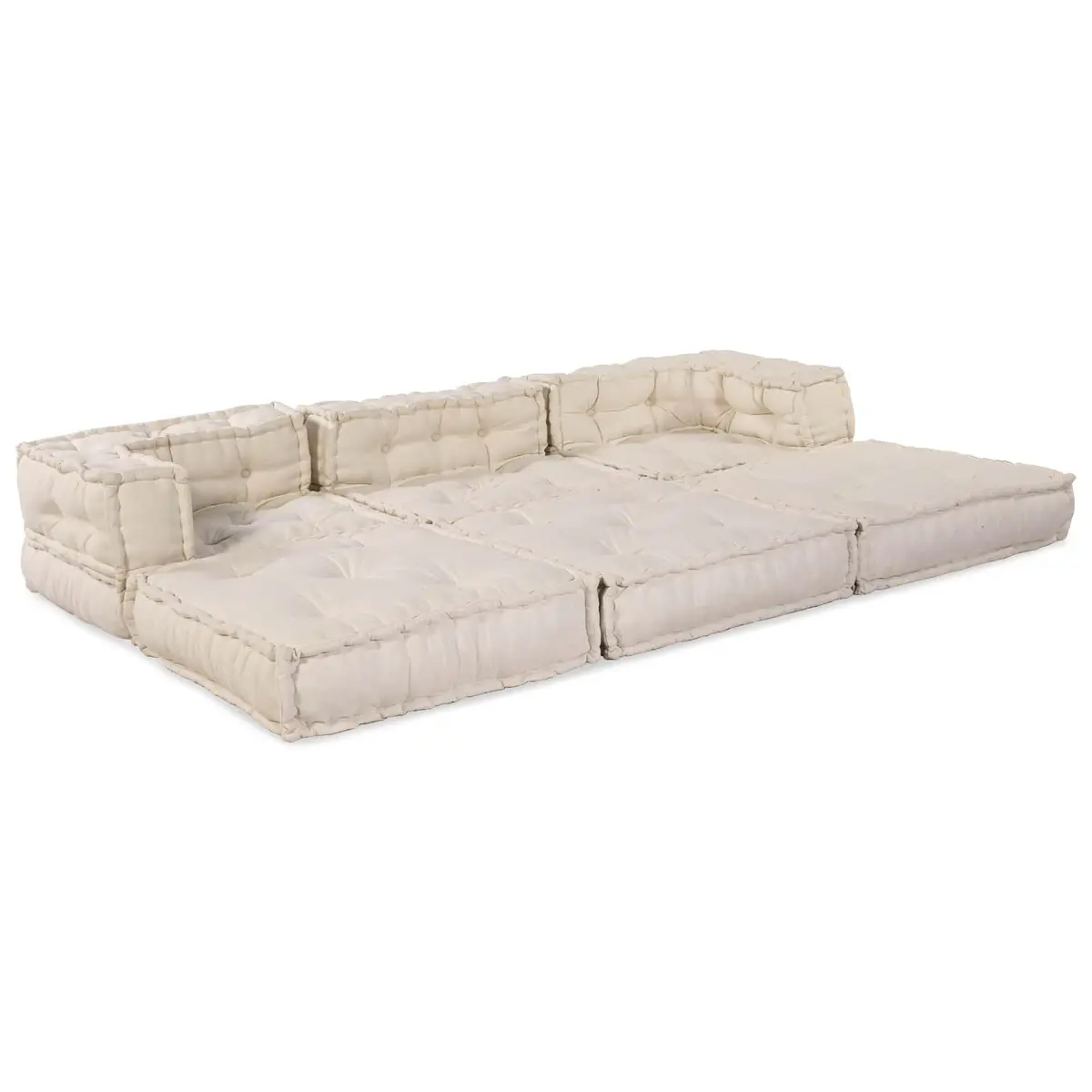 Modular Sofa Unit Fabric Cream 210 x 70 x 56 cm Indoor Outdoor Lounge Seating