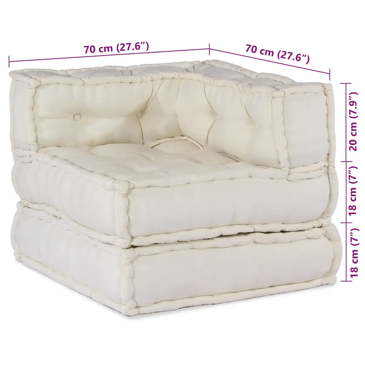 Modular Sofa Unit 210 x 140 x 56 cm Fabric Cream Indoor Outdoor Lounge Seating