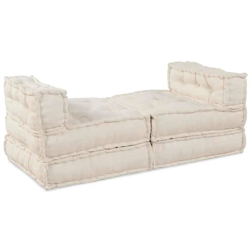 Modular Sofa Unit 210 x 140 x 56 cm Fabric Cream Indoor Outdoor Lounge Seating