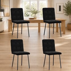 Transform Your Dining Space with 4 Black Velvet Chairs