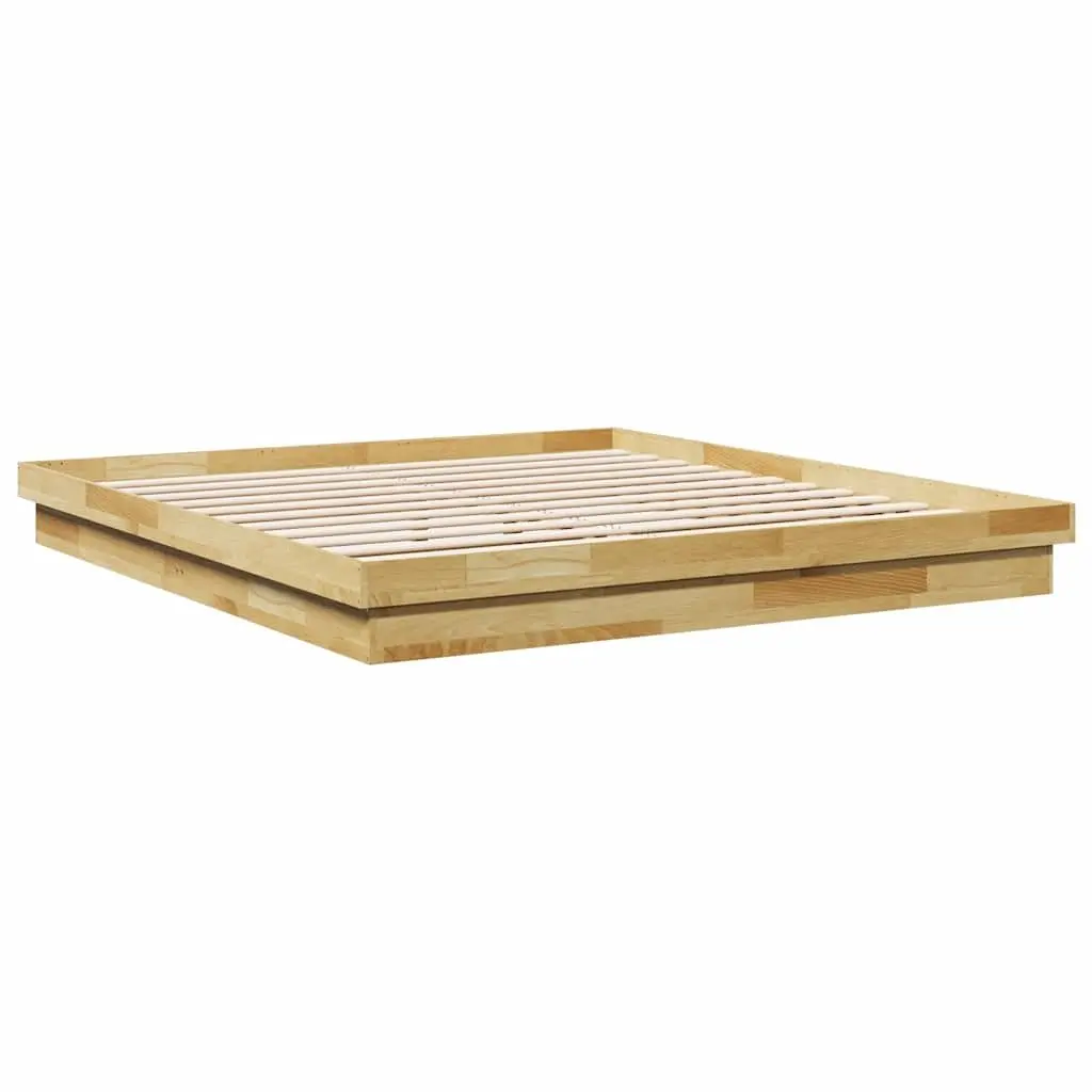 Bed Frame 180x200 cm Low Floor Solid Oak Wood Slatted Base Bedroom Furniture