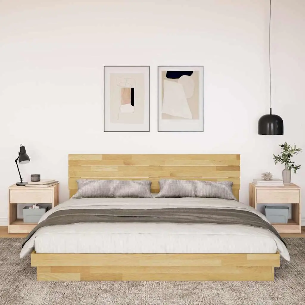 Solid Wood Bed Frame 180x200 cm Low Platform with Headboard