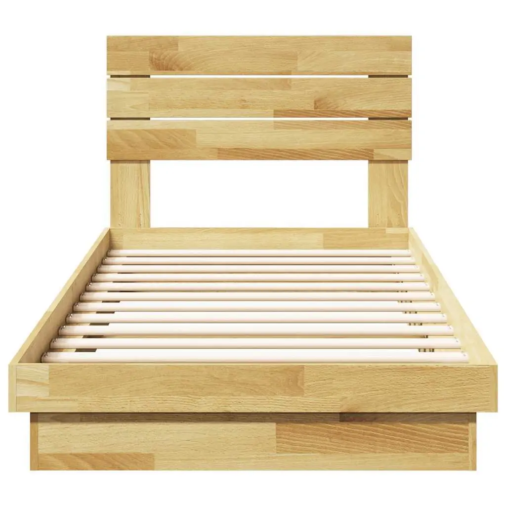 Solid Wood Oak Bed Frame 90x190 cm with Headboard Slatted Base