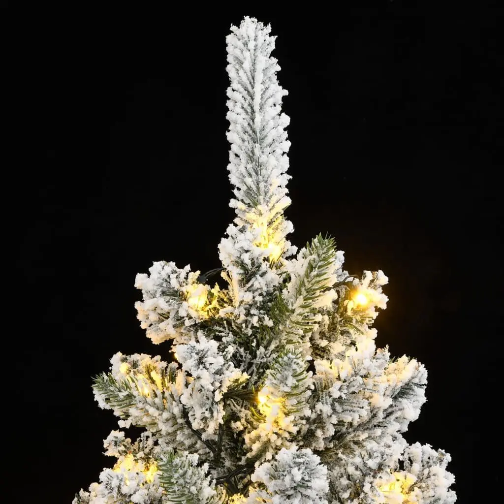 Artificial Christmas Tree 180cm Green Flocked Snow Slim with 300 LED Lights