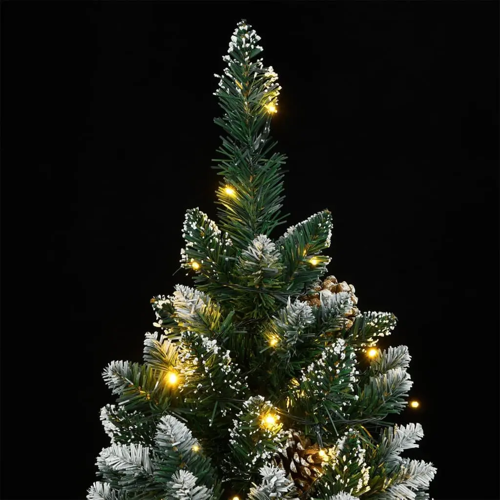 Artificial Christmas Tree 210cm 300 LED Lights Green PVC Hinged Branches Steel Stand