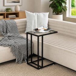 Computer Side Table Tempered Glass Transparent Modern End Table Living Room