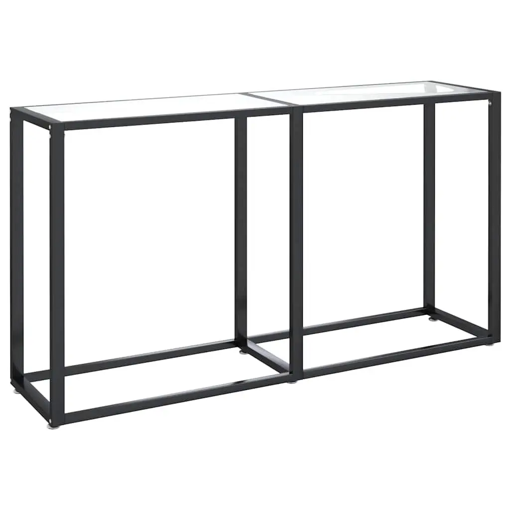 Console Table 140x35x75.5cm Transparent Tempered Glass Top Powder-Coated Steel Frame