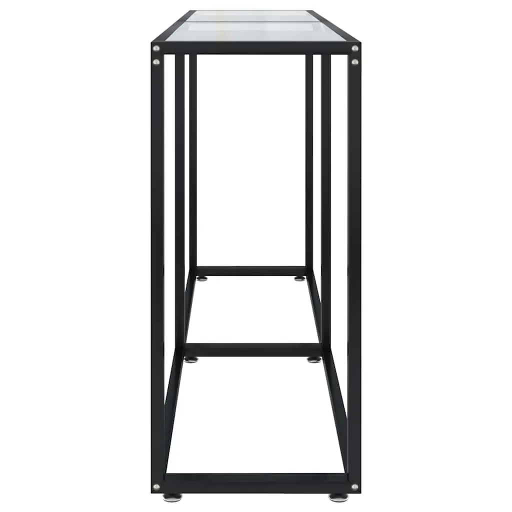 Console Table 140x35x75.5cm Transparent Tempered Glass Top Powder-Coated Steel Frame