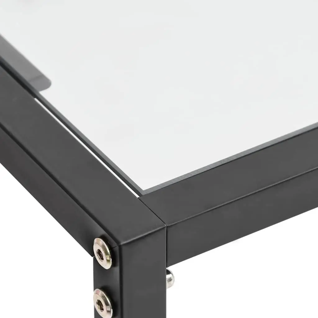 Console Table 140x35x75.5cm Transparent Tempered Glass Top Powder-Coated Steel Frame