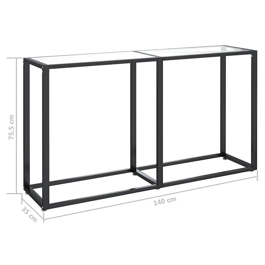 Console Table 140x35x75.5cm Transparent Tempered Glass Top Powder-Coated Steel Frame